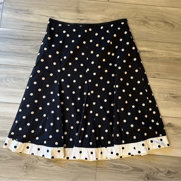 Carole Little Dresses & Skirts - Carol Little Womens Polka Dot Fit-flare Cotton Midi Skirt Lined Size 8 EUC Blue